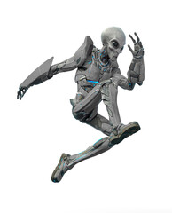 mega alien is jumping in action