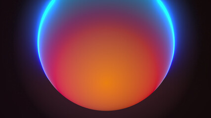 Partially Luminous Sphere with Multi Colors on Black Background 3D Rendering