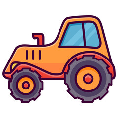 Heavy agricultural machinery tractor for field work.Line art vector illustration. Isolated on white background.