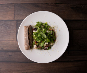meat with salad