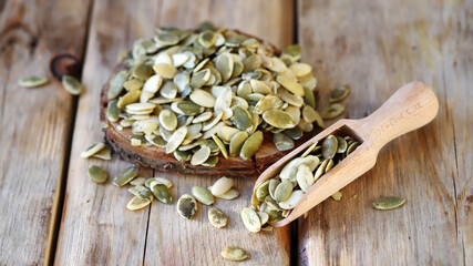 Peeled pumpkin seeds.