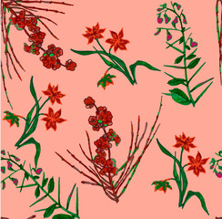 floral seamless pattern on a light background for decoration of fabrics and festive paper