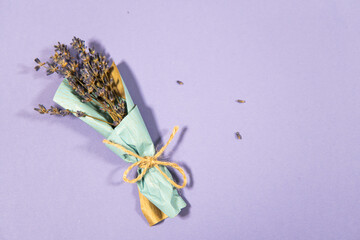 bouquet of lavender on a purple background