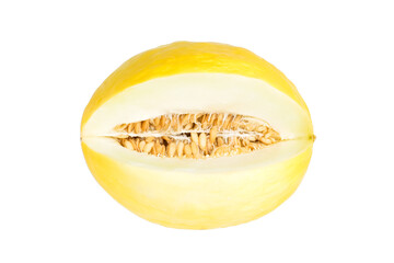 Fresh yellow melon isolated on white background      