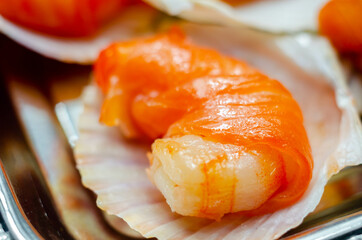 Warm water prawns wrapped in Scottish salmon cured with sea salt and demerara sugar smoked over...