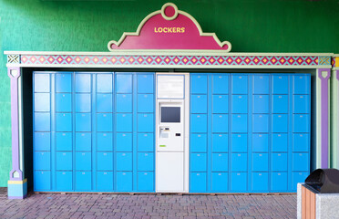 blue lockers in the park