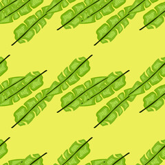 Modern Banana leaf seamless pattern with hand drawn tropical print. Summer art nature background. Vector illustration for seasonal textile.