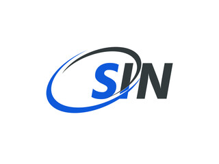 SIN letter creative modern elegant swoosh logo design