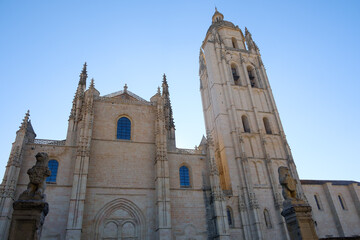 Fototapeta na wymiar Main façade of the cathedral of Segovia, Spain