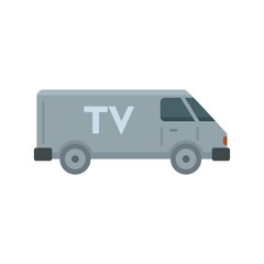 Tv van vehicle icon flat isolated vector