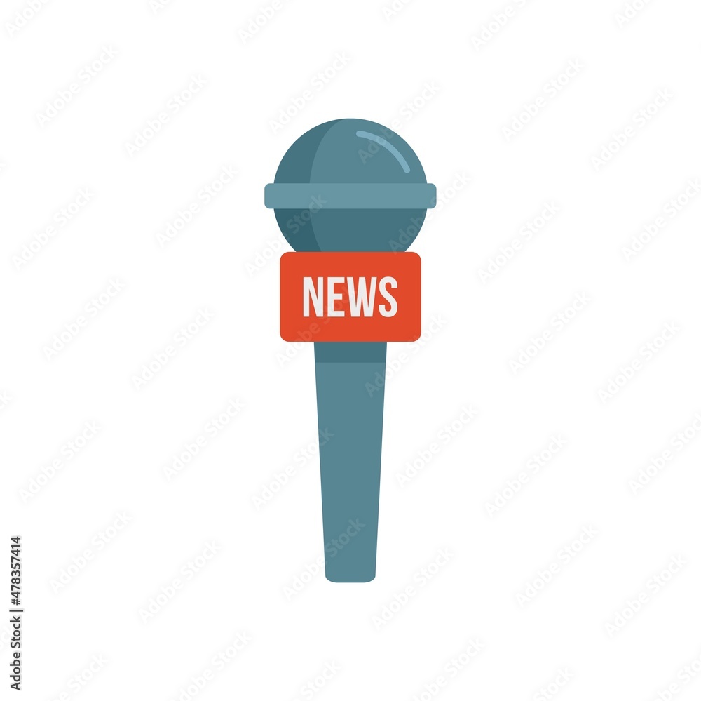 Wall mural Tv news microphone icon flat isolated vector