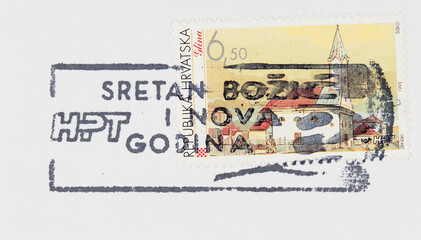briefmarke stamp vintage retro alt old gestempelt used frankiert cancel papier paper godina...