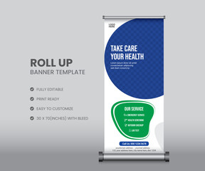 Health care medical roll up banner template or stand banner template