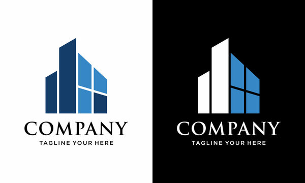 Building and Windows logo design template elements. Windows icon design. Perfect for business and real estate isolated on white and black background.