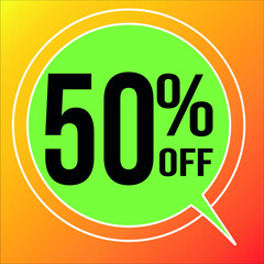 50 Percent Off Sales Green Balloon and Background Warm Colors