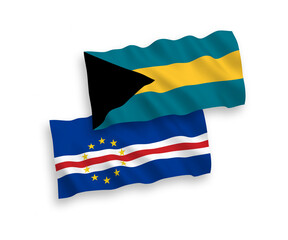 Flags of Republic of Cabo Verde and Commonwealth of The Bahamas on a white background