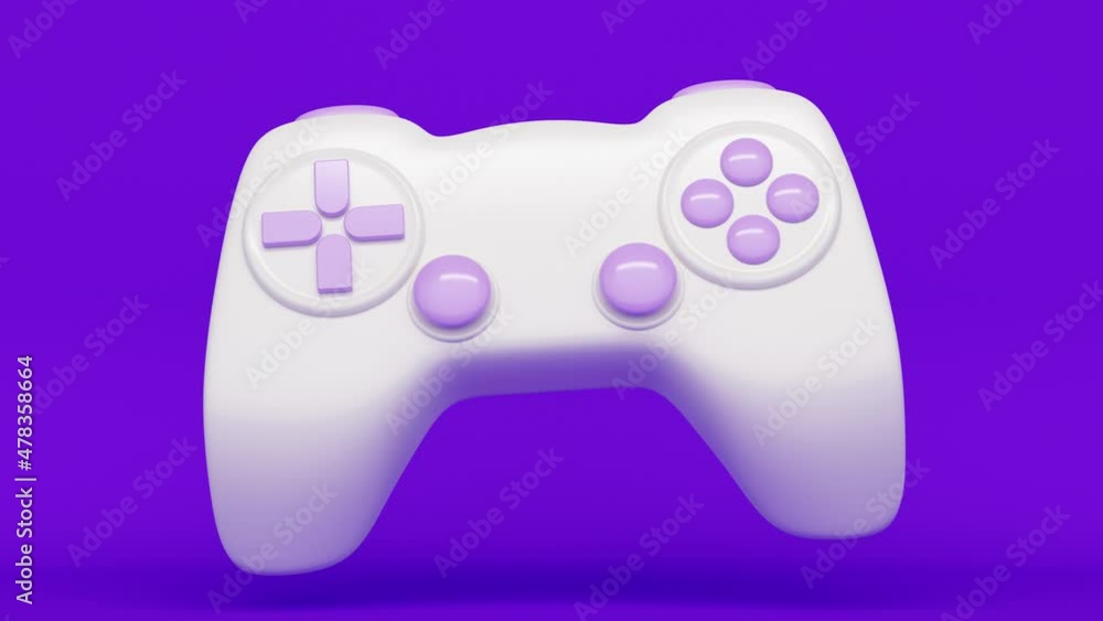 Poster White game controller on a lilac background. Abstract loop animation
