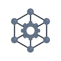 Nanotechnology gear structure icon flat isolated vector