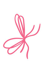 Pink string bow. Clipart. Isolated element of decor on a white background. .