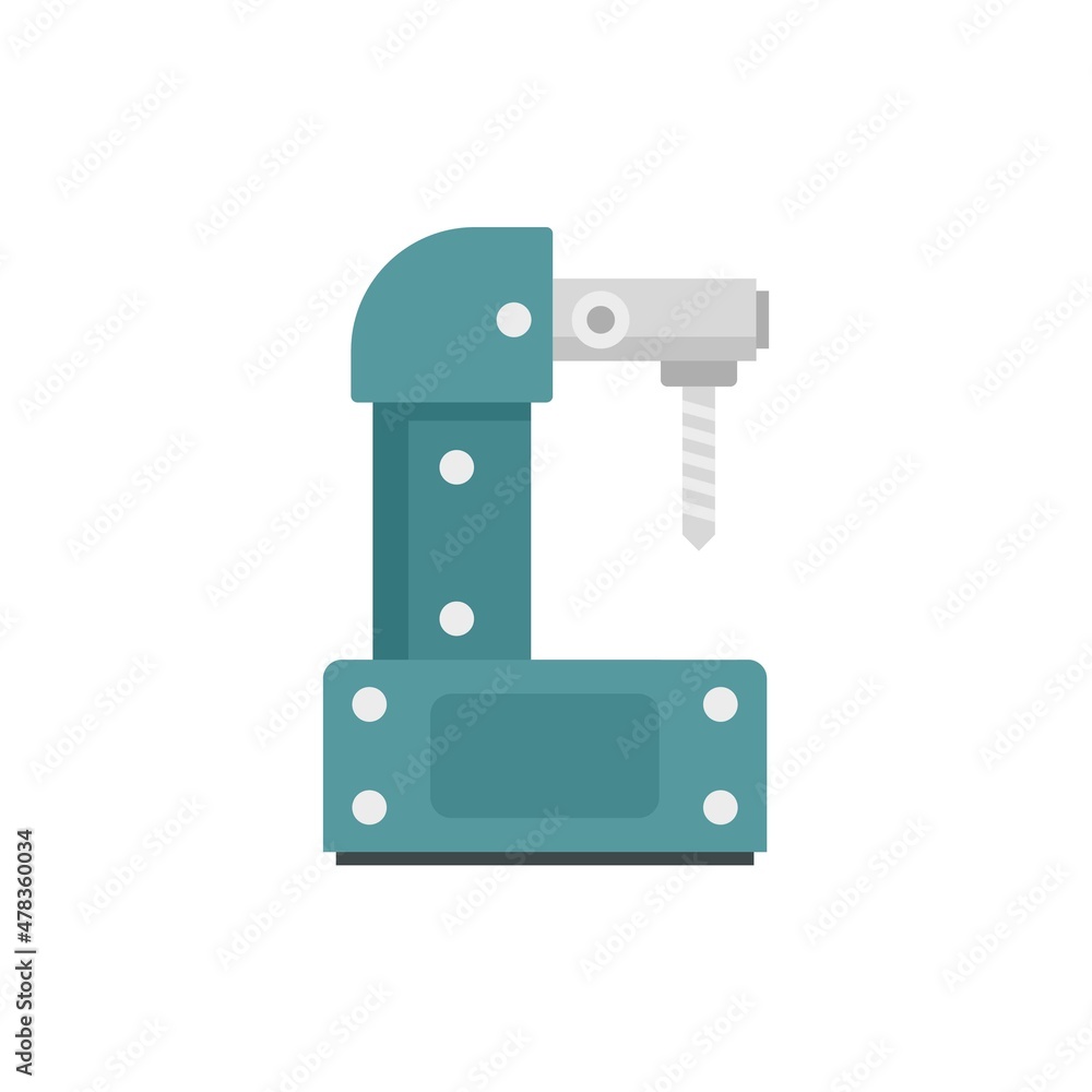 Sticker steel milling machine icon flat isolated vector