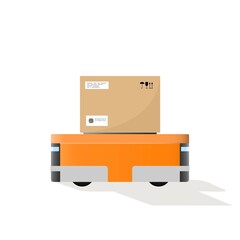 Automated guided vehicle for transporting goods in a warehouse. Warehouse equipment. Vector illustration