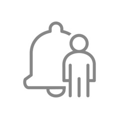 Notification bell and man line icon. Personal message bell, inbox message symbol