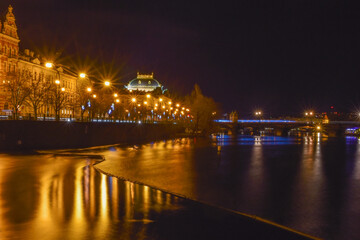 National Theater, river and night streets