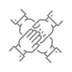 Solidarity line icon. Team work, support, teamwork, unity symbol