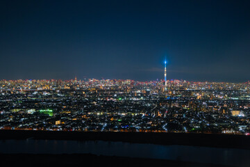 Fototapeta na wymiar 東京都の夜景 千葉県市川市、アイ・リンクタウン展望施設から
