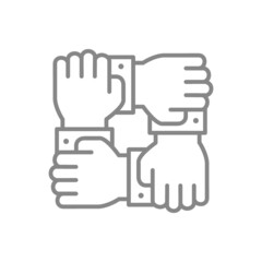 Cooperation line icon. Team work, solidarity symbol