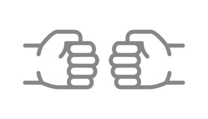 Fist bump line icon. Power five pound symbol