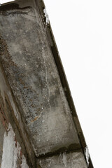 Dangerous icicles. Huge icicles hang from the roof of the building