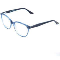 frames of glasses in blue on a white background. Eyeglasses in blue frames.