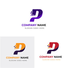 Creative P letter logo design template for business and company