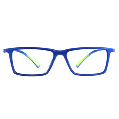 frames of glasses in blue on a white background. Eyeglasses in blue frames.