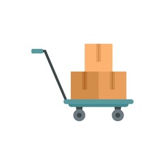 Parcel cart icon flat isolated vector