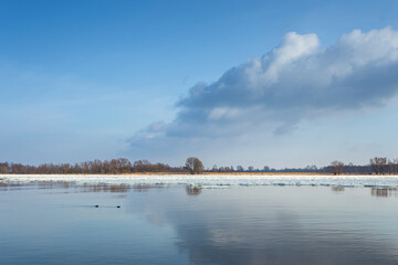 A view of the the Vistula river in winter. Poland.