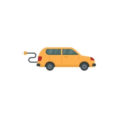 Plug in hybrid car icon flat isolated vector