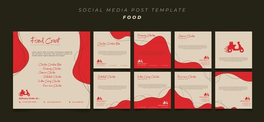 Social Media post template with red and yellow background design.