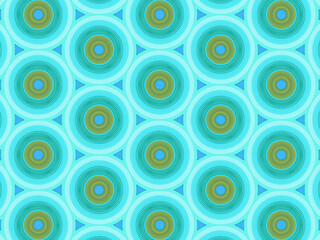 Modern and sophisticated geometric pattern in blue and green colors. Bright kaleidoscopic print for wallpapers, wrapping paper, stationery. Repeating textile pattern with geometric flowers.