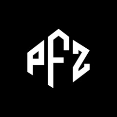PFZ letter logo design with polygon shape. PFZ polygon and cube shape logo design. PFZ hexagon vector logo template white and black colors. PFZ monogram, business and real estate logo.