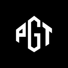 PGT letter logo design with polygon shape. PGT polygon and cube shape logo design. PGT hexagon vector logo template white and black colors. PGT monogram, business and real estate logo.