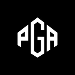 PGA letter logo design with polygon shape. PGA polygon and cube shape logo design. PGA hexagon vector logo template white and black colors. PGA monogram, business and real estate logo.
