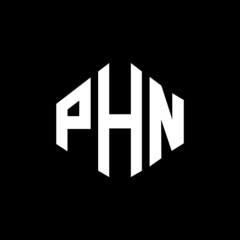 PHN letter logo design with polygon shape. PHN polygon and cube shape logo design. PHN hexagon vector logo template white and black colors. PHN monogram, business and real estate logo.