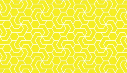 Printed kitchen splashbacks Yellow The geometric pattern with lines. Seamless vector background. White and yellow texture. Graphic modern pattern. Simple lattice graphic design