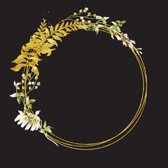 Wild  grasses and wildflowers  frame . Summer  rural composition,  bouquet, decor concept. Hand drawn watercolor illustration isolated on white background