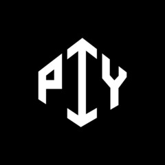PIY letter logo design with polygon shape. PIY polygon and cube shape logo design. PIY hexagon vector logo template white and black colors. PIY monogram, business and real estate logo.