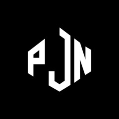 Obraz premium PJN letter logo design with polygon shape. PJN polygon and cube shape logo design. PJN hexagon vector logo template white and black colors. PJN monogram, business and real estate logo.