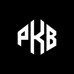 PKB letter logo design with polygon shape. PKB polygon and cube shape logo design. PKB hexagon vector logo template white and black colors. PKB monogram, business and real estate logo.