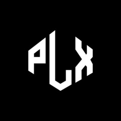 PLX letter logo design with polygon shape. PLX polygon and cube shape logo design. PLX hexagon vector logo template white and black colors. PLX monogram, business and real estate logo.